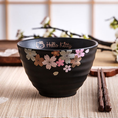 凯蒂猫日式樱花饭碗复古斗笠碗