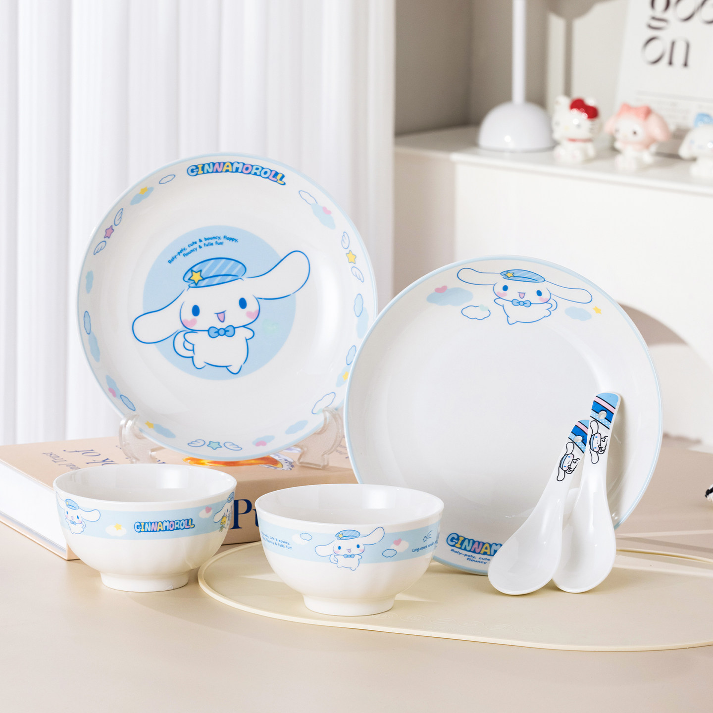 三丽鸥玉桂狗餐具套装2025新款卡通碗盘套装女生家用可爱儿童饭碗,餐饮具,碗,淘宝优惠券,粉丝福利购,淘宝优惠卷