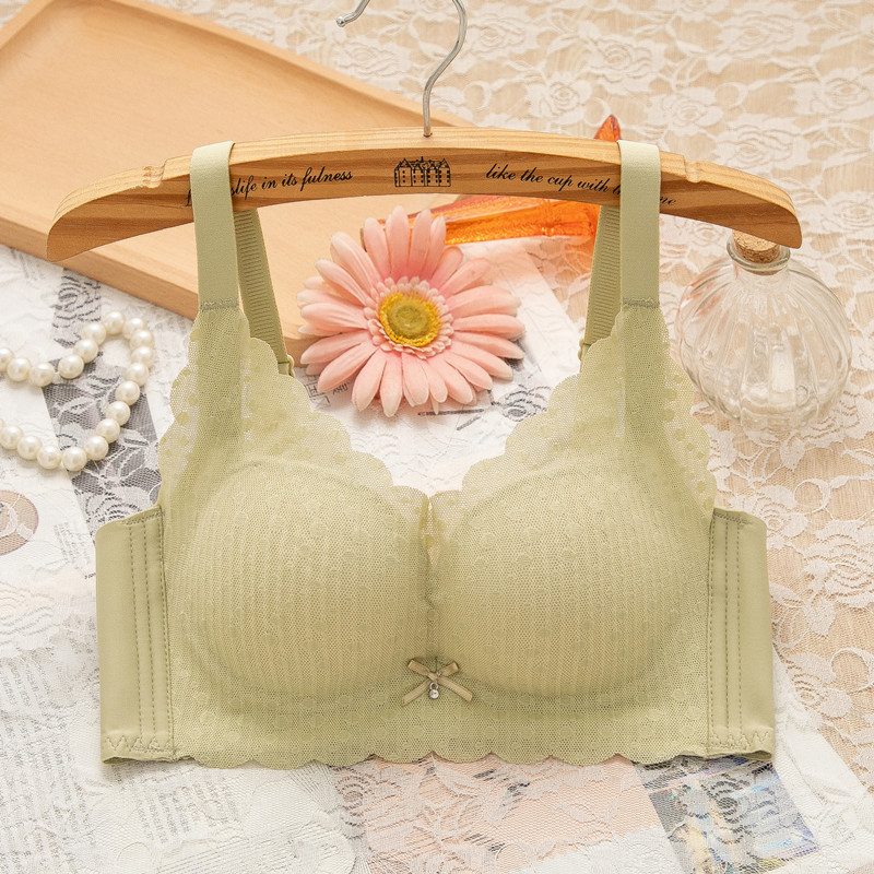 乳胶内衣女小胸聚拢显大收副乳防下垂胸罩中厚款夏季蕾丝文胸上托