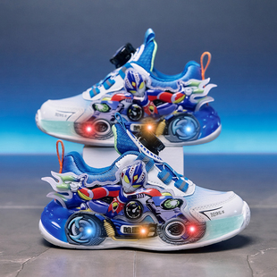 亮灯男童运动鞋加绒儿童棉鞋2025秋冬季新款儿童发光鞋防水男孩鞋