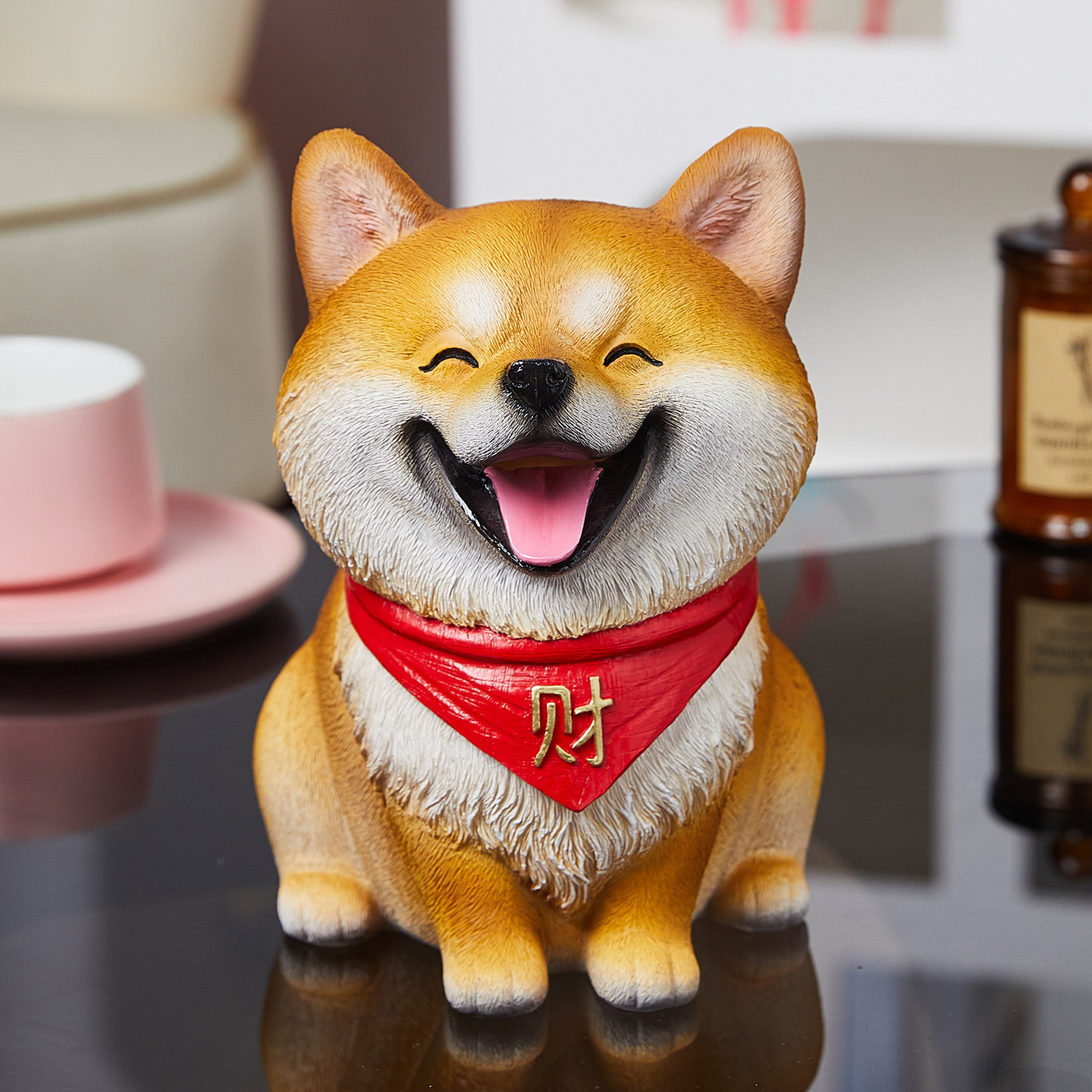 大容量儿童储蓄罐只进不出家居树脂摆件装饰柴犬存钱罐理财启蒙