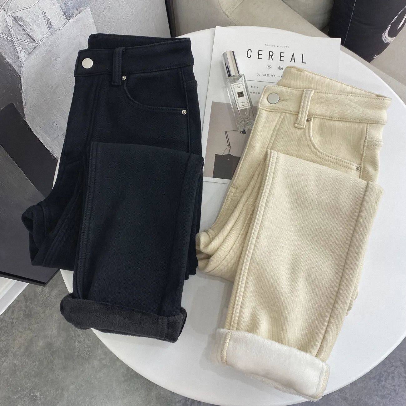 加绒加厚牛仔裤女潮流百搭冬季新