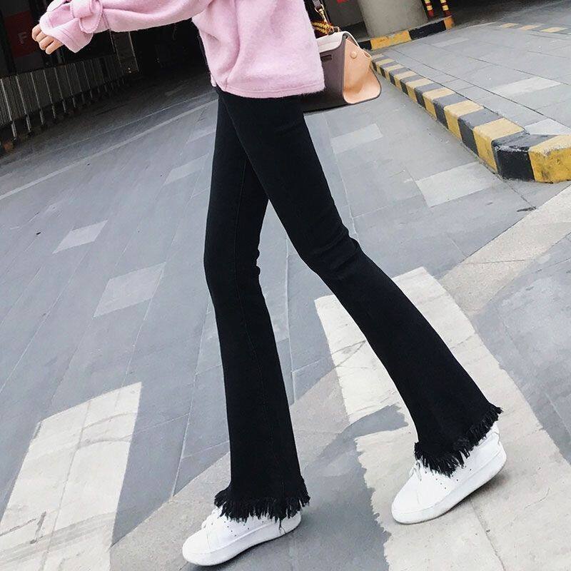微喇叭裤女宽松胖mm大码牛仔裤子