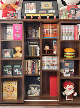 日式漫画滑轨书柜双层移动书架简约陈列展示架卧室多层置物收纳柜