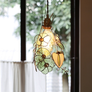 那儿nar彩色玻璃植物吊灯家居氛围灯礼物纯手工制装 野花 饰台灯