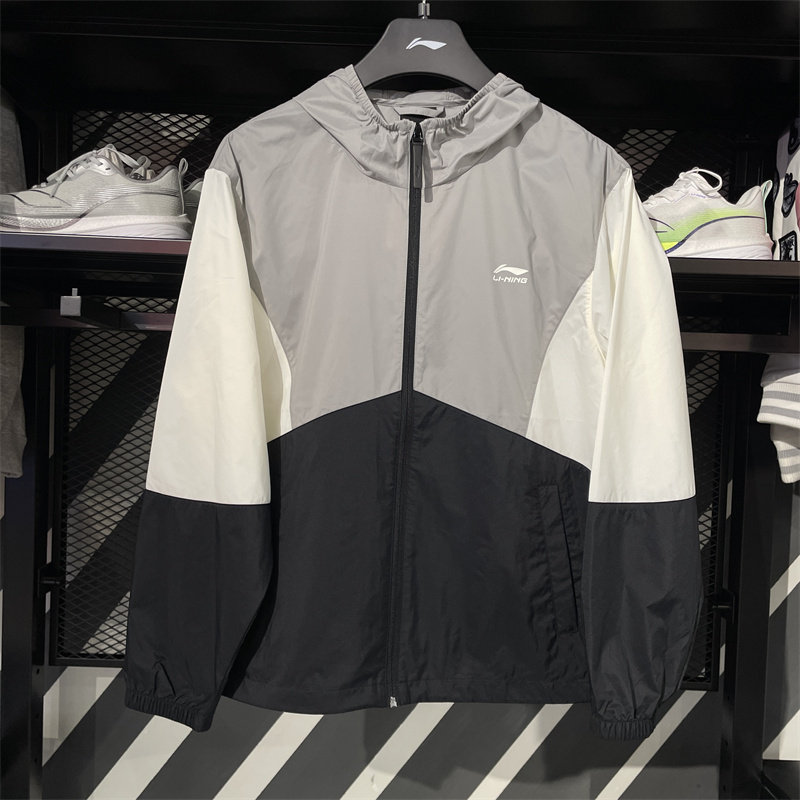 LI NING 트렌디 한 스포츠 윈드 브레이커 남성 2024 여름 새로운 안티 UV 후드 태양 보호 윈드 브레이커 AFDU363