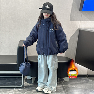 女童夹棉外套加厚秋冬款2025新款儿童秋装深秋初冬女大童学生棉服