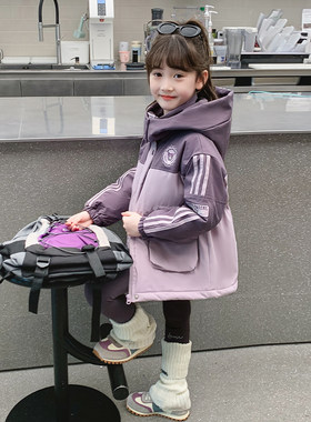 女童外套秋冬款2025新款洋气儿童装加绒加厚派克服冬季棉服冲锋衣
