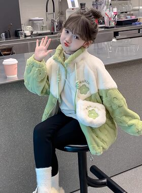 女童加绒加厚冬款立领新款外套