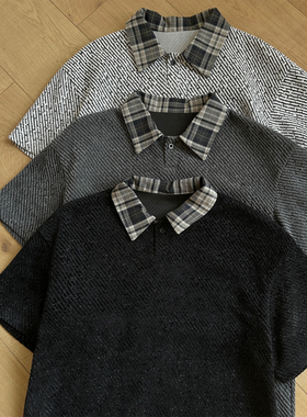 HT251045改短 港风假模大码翻领短袖T恤M-5X HT26121-特P17