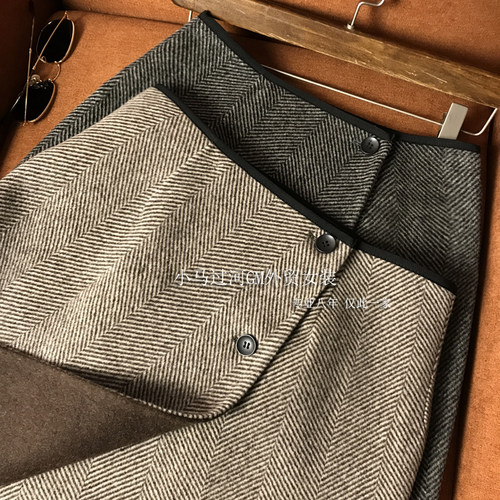 客供双面穿羊毛呢品质个点半身裙