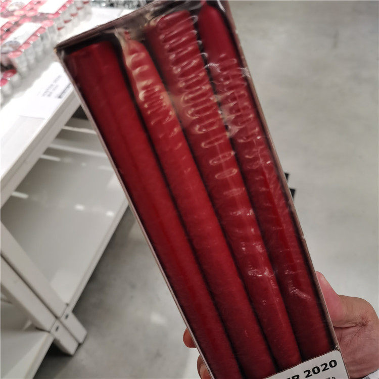 IKEA宜家温特 2020 无香型蜡烛圣诞节日装饰红色蜡烛25厘米特价