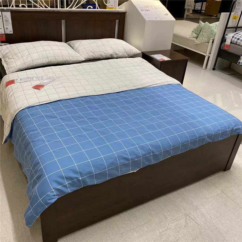 IKEA宜家 威克罗夫被套和枕套单人双人学生格子被罩床品