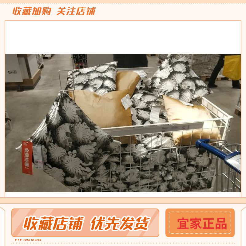 IKEA宜家温特尔 2018 靠垫,沙发抱枕花卉图案抱枕白色50x50cm特价