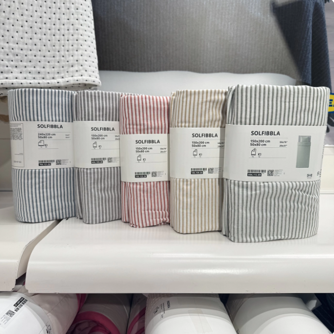 IKEA宜家 索菲布拉 被套和枕套纯棉材质简约条纹图案单人双人被罩