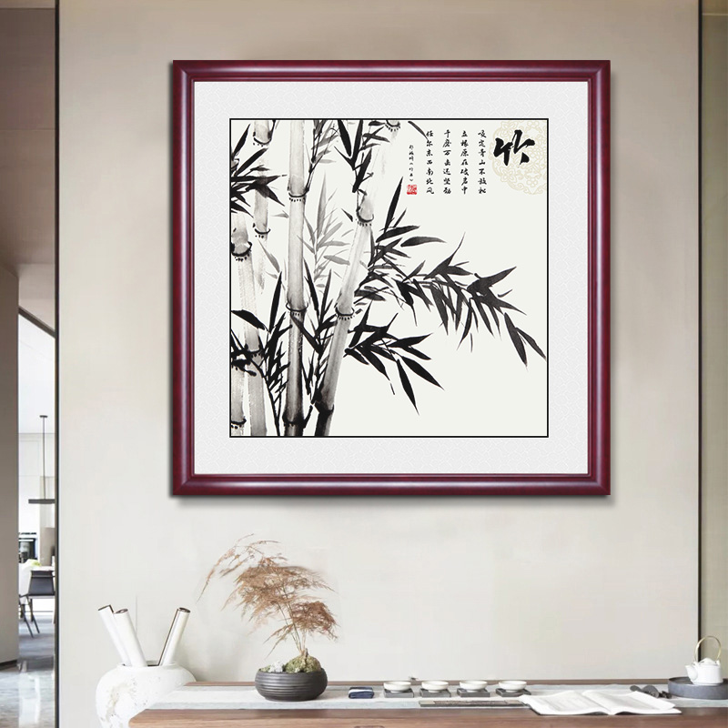竹子挂画郑板桥新中式客厅背景墙壁画竹报平安玄关风水招 竹子挂画郑板桥新中式客厅背景墙壁画竹报平安玄关风水招