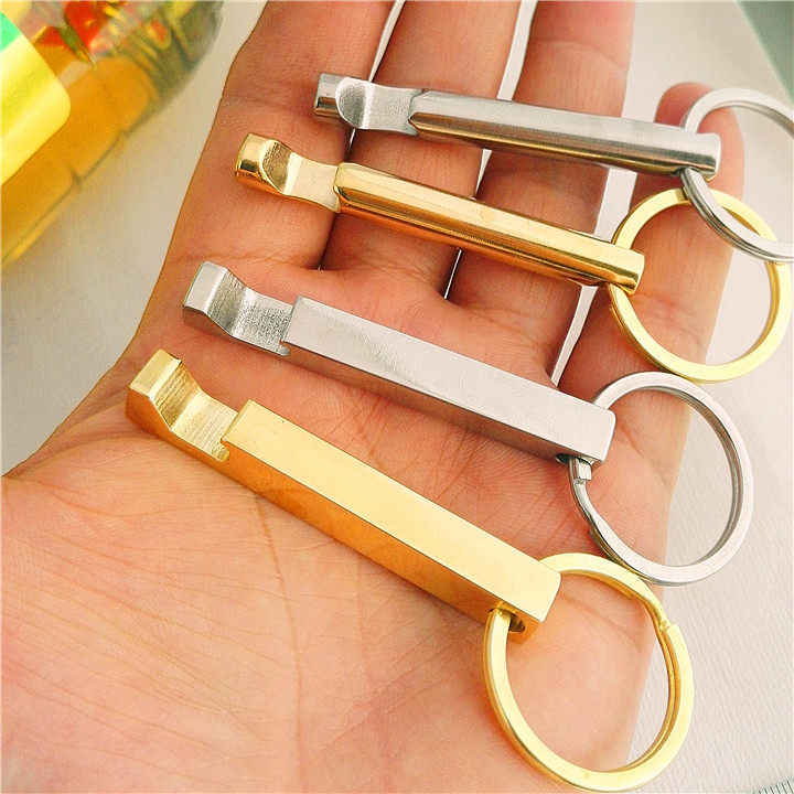 钛合金TC4啤酒开瓶器钥匙扣开酒器便携不锈钢酒起子圆黄铜开瓶器