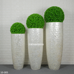 现代居家小号贝壳玻璃钢落地大花瓶卧室假花花插大号客厅酒店花器