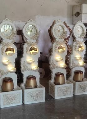 树脂欧式风落地会所商场时钟摆件