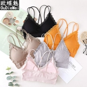 Tube top bra quai sau lưng quấn ngực tụ tập với áo lót lót lót nữ học sinh nữ sinh trung học mạng nổ mô hình màu đỏ - Ống