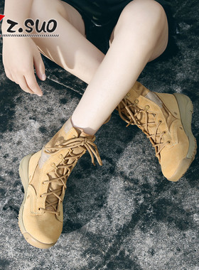 马丁靴女英伦韩版百搭真皮沙漠靴男户外靴机车登山徒步高帮鞋走索