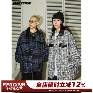 包文婧同款MANYSTON美式高街潮牌休闲夹克男春秋欧美街头格子外套