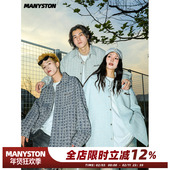 潮牌欧美街头情侣装 MANYSTON美式 高街休闲格子夹克男生春秋季 外套