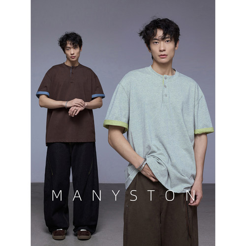MANYSTON美式夏季200g重磅短袖男