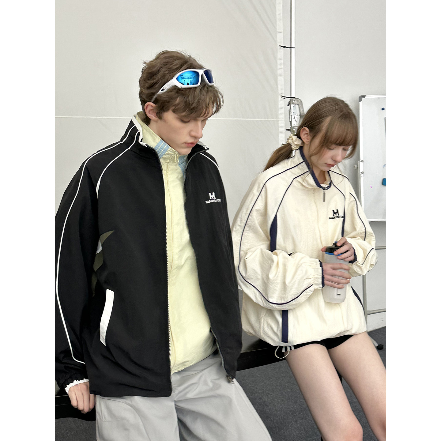 MANYSTON 美式情侣运动外套男款春季青少年立领棒球服休闲夹克衫