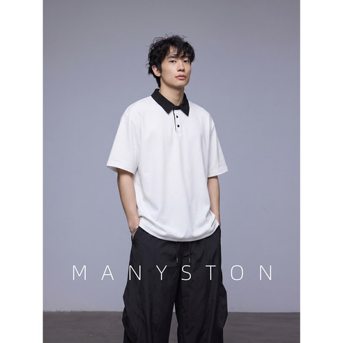 MANYSTON美式撞色POLO衫短袖男士