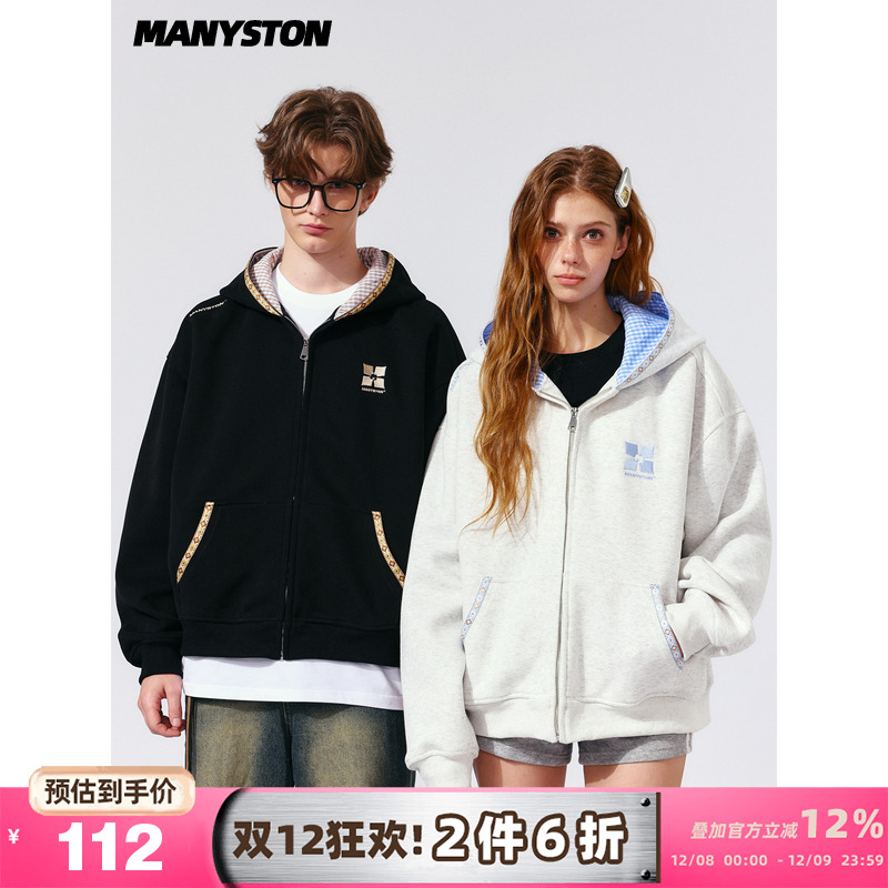 MANYSTON美式拉链开衫卫衣外套男