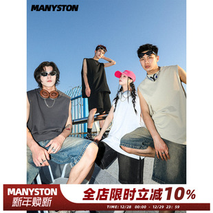 篮球健身运动纯棉无袖 MANYSTON 夏季 280g重磅坎肩背心男款 t恤 美式
