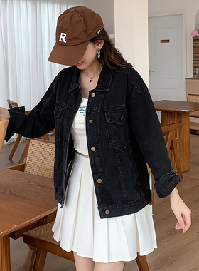牛仔外套女黑色2025春秋新款韩系宽松显瘦牛仔衣女士夹克上衣褂子