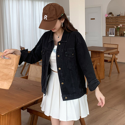 宽松牛仔外套女大码网红BF风上衣