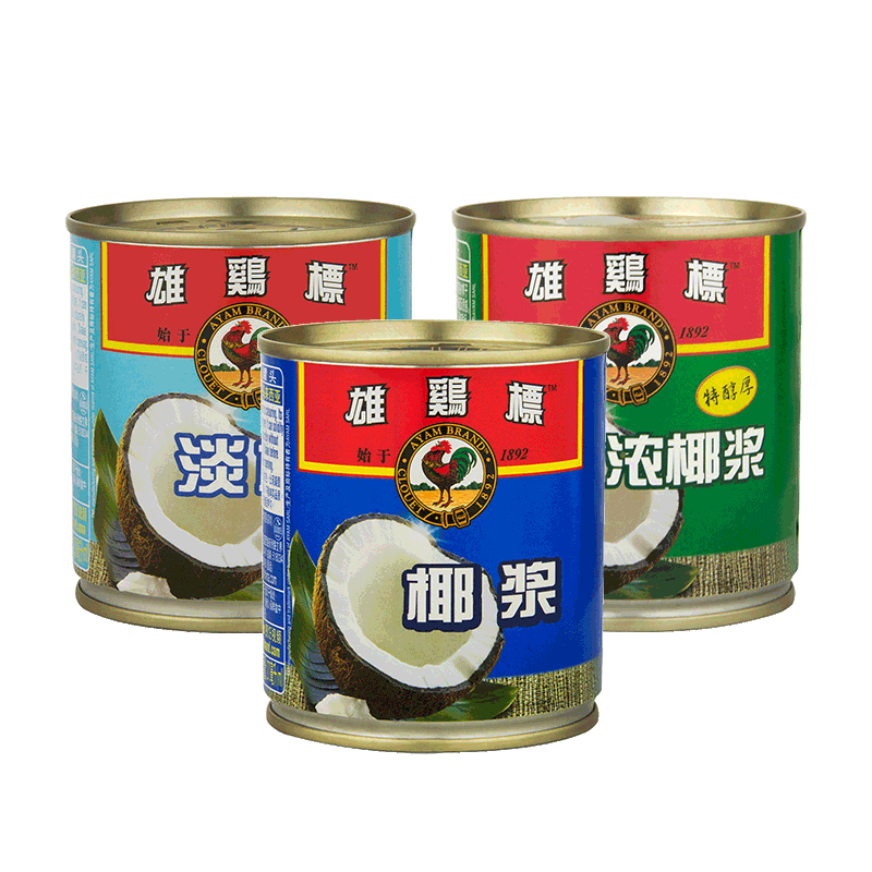 雄鸡标椰浆罐头270ml原装进口特浓淡椰汁西米露椰奶冻烘焙材料