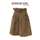 美拉德棕色麂皮绒半身裙女秋冬2026新款 短裙子 复古a字包臀中长款
