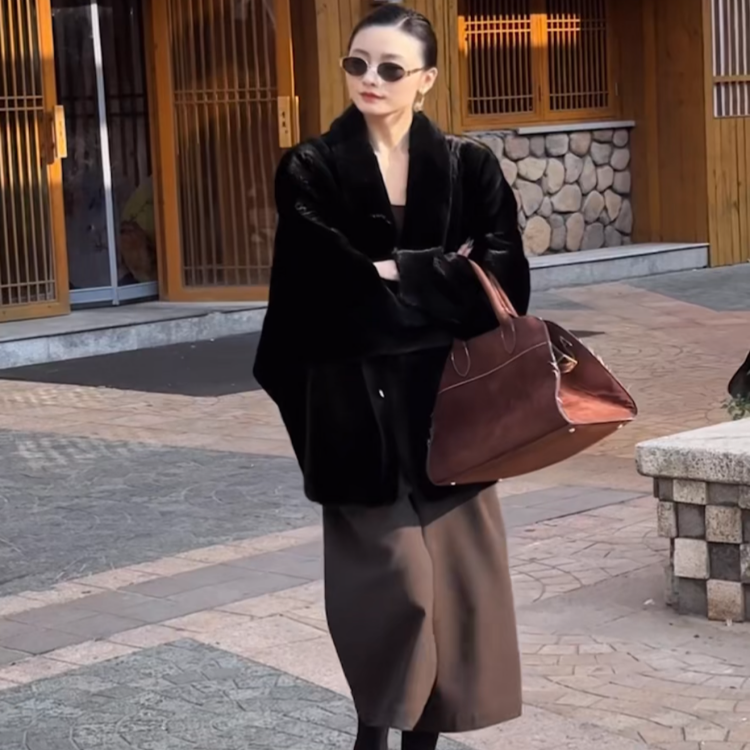 天使之翼 新款贵气仿水貂蝙蝠袖加厚皮草外套女环保毛毛大衣女冬