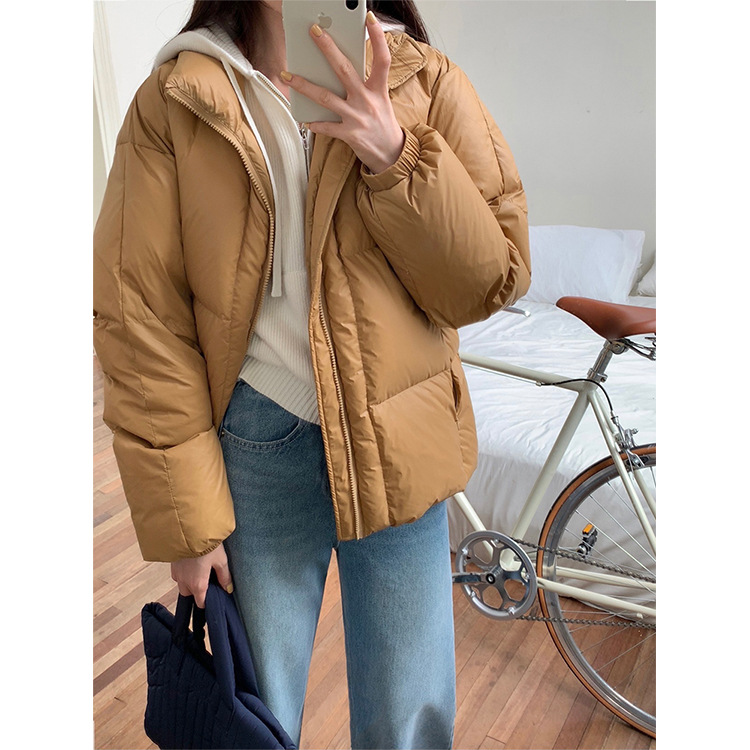 啊咕！蓬松白鸭绒保暖羽绒服女2025年冬季新款宽松面包服外套好看