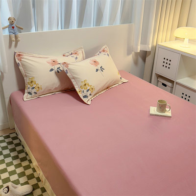 全棉粉色单人学生床单单件1.5米床 纯棉布1.8m双人床宿舍ins被单