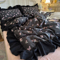 Class A floral crinkled lace lace four-piece set bed skirt, dormitory quilt cover, bed sheet, girlish heart bed three-piece set supplies thumbnail 8