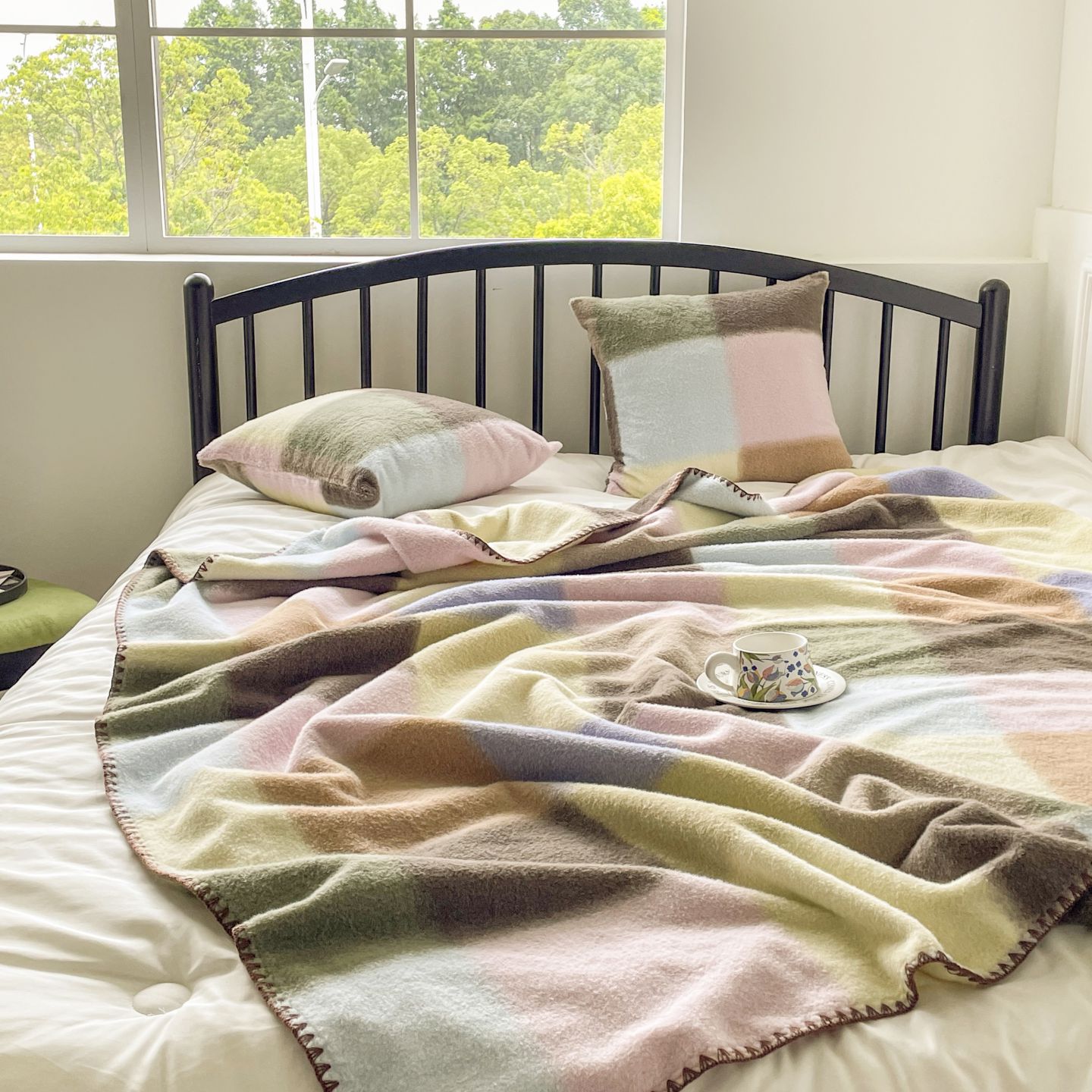 A类ins彩色大方格子贝壳边毛毯薄款沙发毯子空调盖毯毛巾被夏凉毯