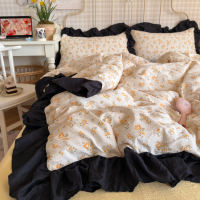 Class A floral crinkled lace lace four-piece set bed skirt, dormitory quilt cover, bed sheet, girlish heart bed three-piece set supplies thumbnail 7