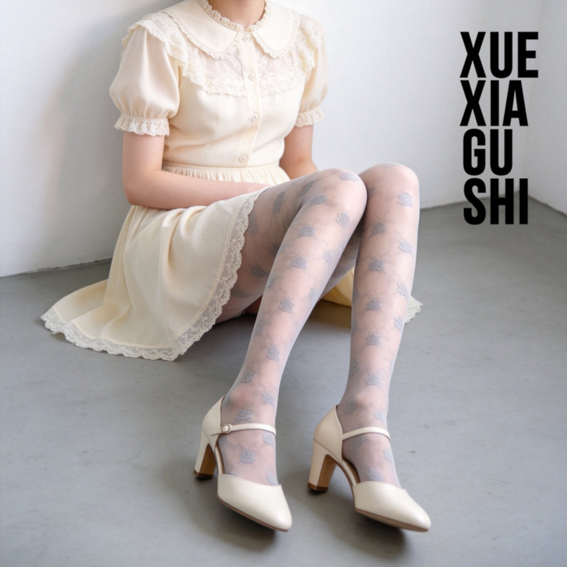 【玫瑰花朵连裤袜女】