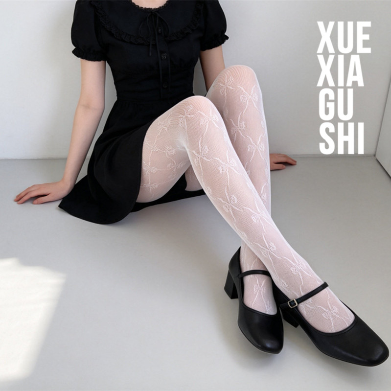 【蝴蝶结蕾丝连裤袜】