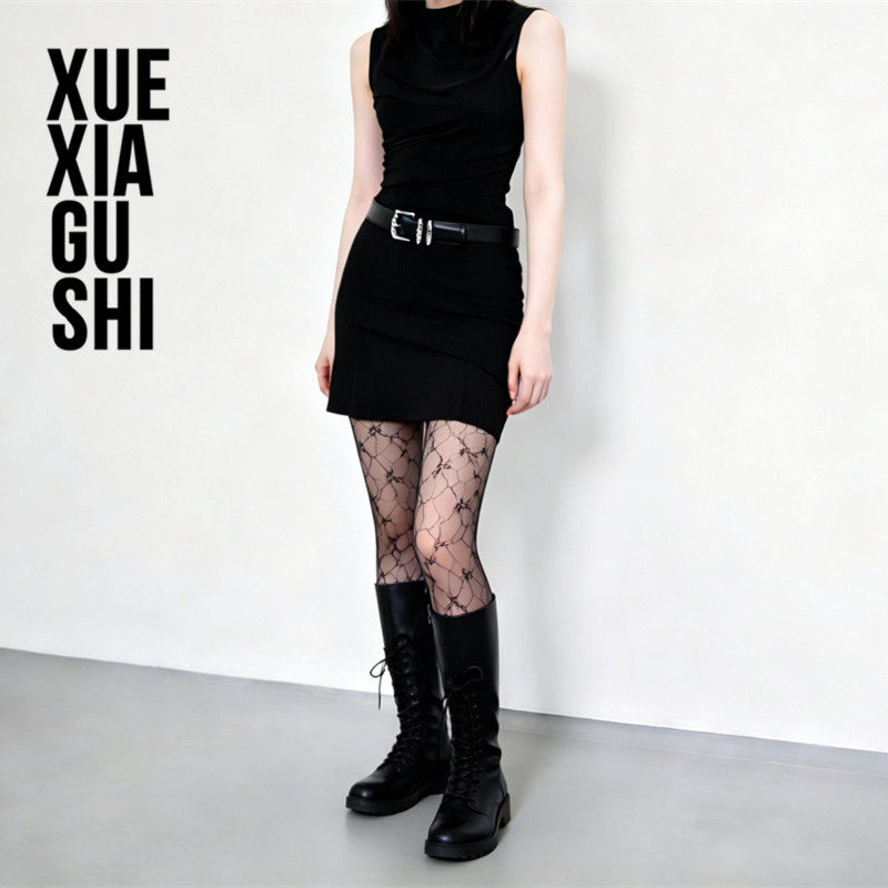 【蕾丝钩花ins连裤袜】靴下故事 重工网眼性感美腿打底袜韩版丝袜