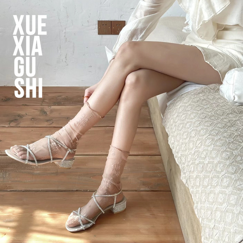 【蕾丝性感复古女袜】靴下故事高端凉鞋穿搭袜优雅日系女中筒袜子