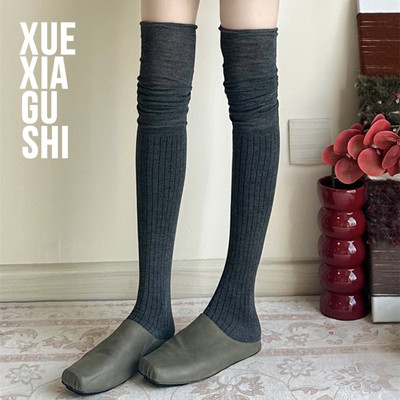 【竹纤维清凉过膝袜】靴下故事 重工网红同款ins潮堆堆袜显瘦修腿
