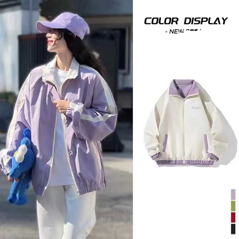 双面穿外套2024春款立领夹克美式宽松休闲潮牌情侣运动韩版冲锋衣