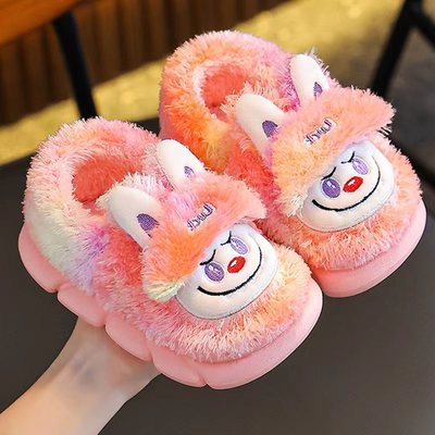 2025新款拉布布儿童包跟棉拖鞋女童秋冬居家防滑小中大童宝宝拖鞋