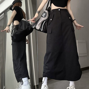 时尚 裙女春夏2026新款 显瘦A字半身裙 气质小众设计感抽绳工装 韩版